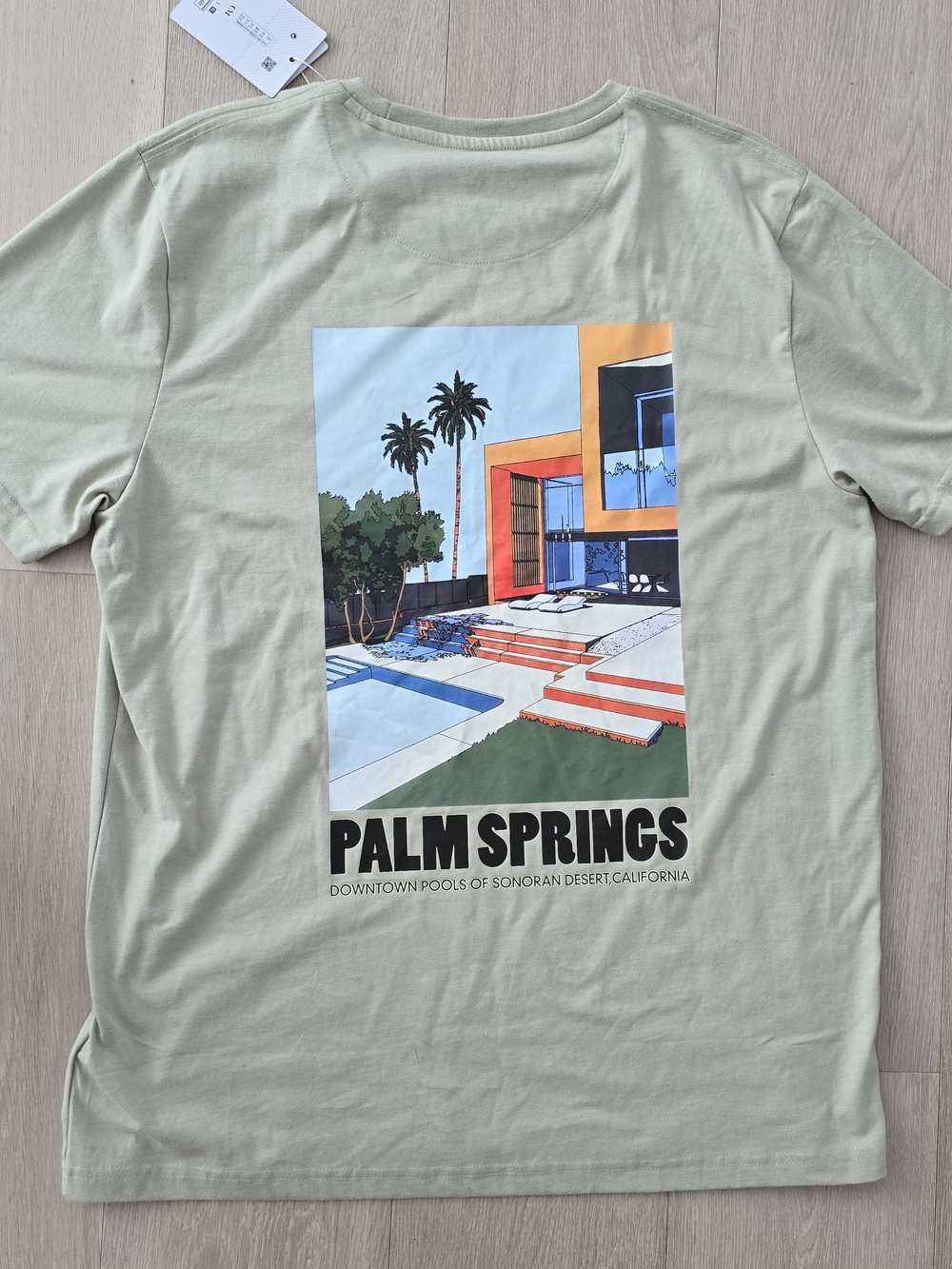 NEW Cactus Man Shirt Mens Size XL Beige Solid Crew Neck Cotton Tee Palm Springs
